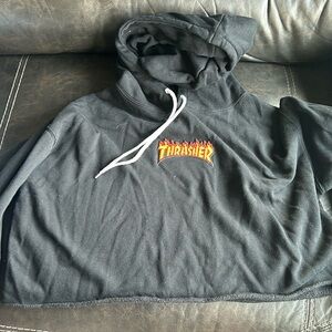 Black thrasher cropped hoodie
